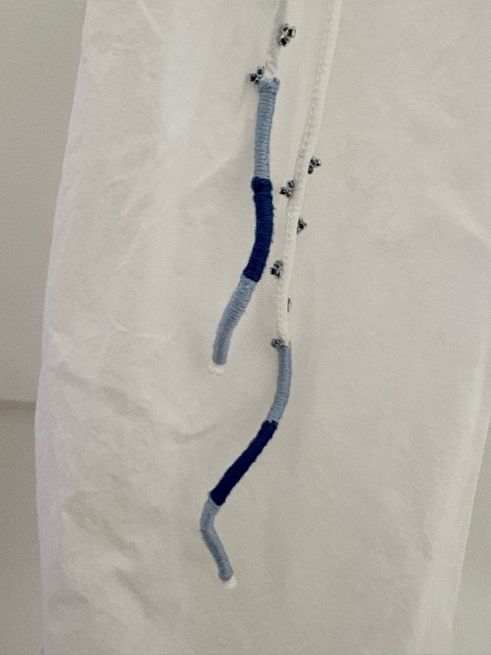 Zara Grecian Inspired White and Blue Embroidered Sleeveless Midi Dress NWOT - Picture 11 of 14